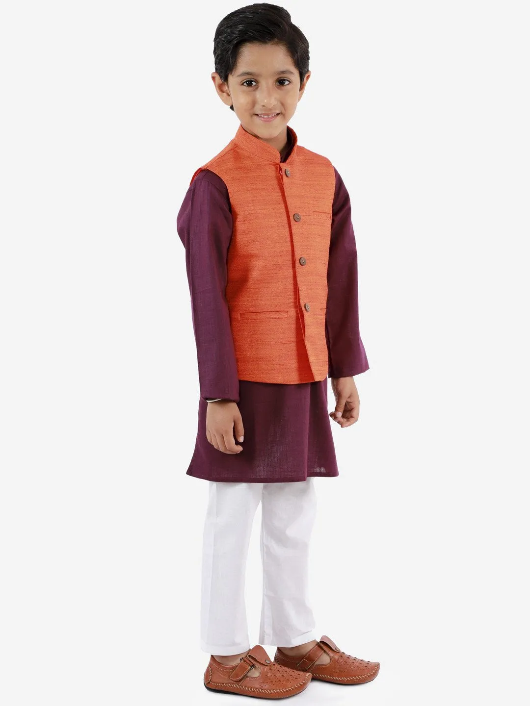 Kurta Pyjama Set for Boys with Nehru Jacket - Vastramay Boys