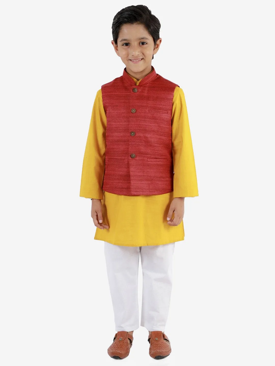 Kurta Pyjama Set for Boys with Nehru Jacket - Vastramay Boys