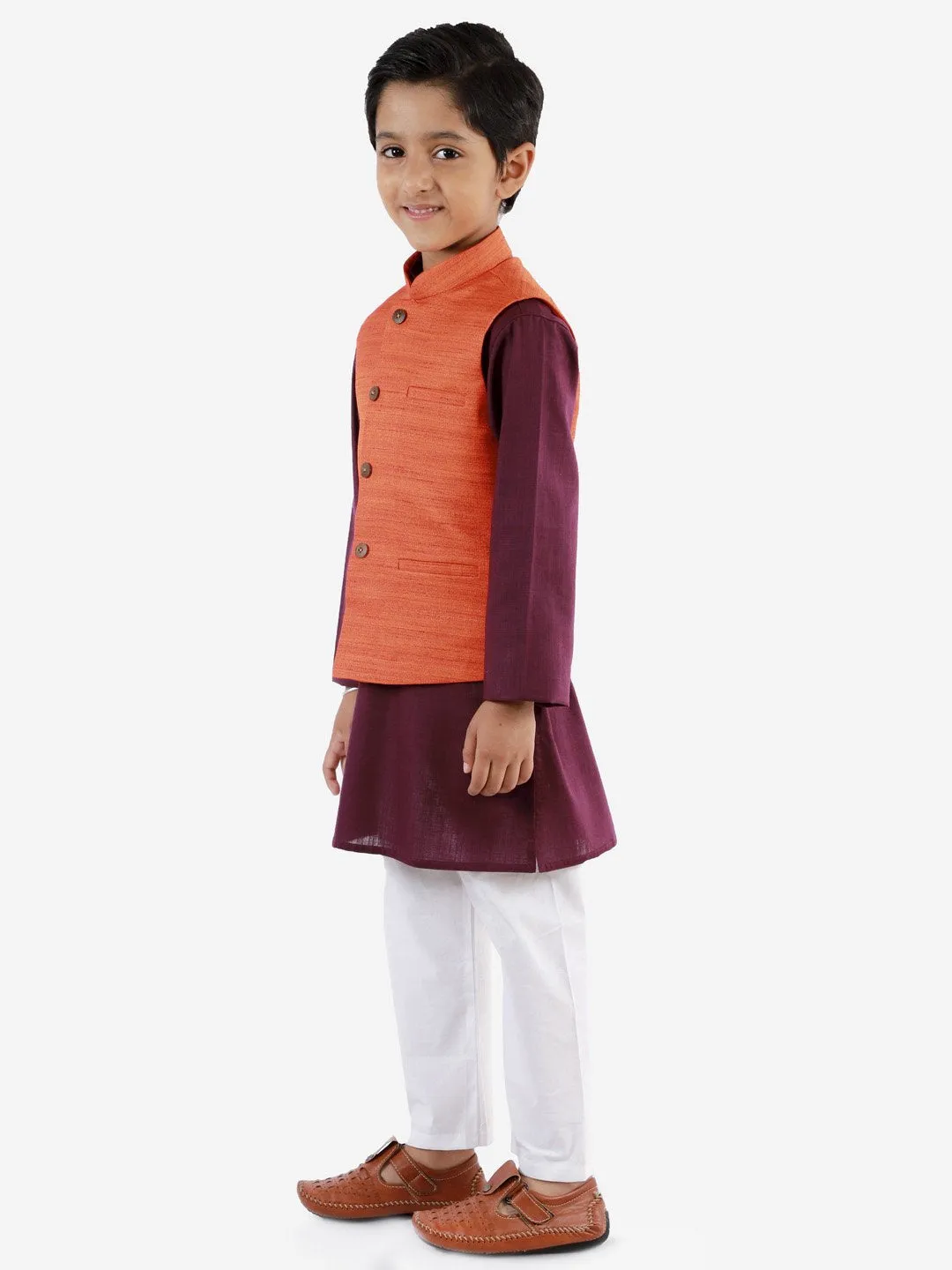 Kurta Pyjama Set for Boys with Nehru Jacket - Vastramay Boys