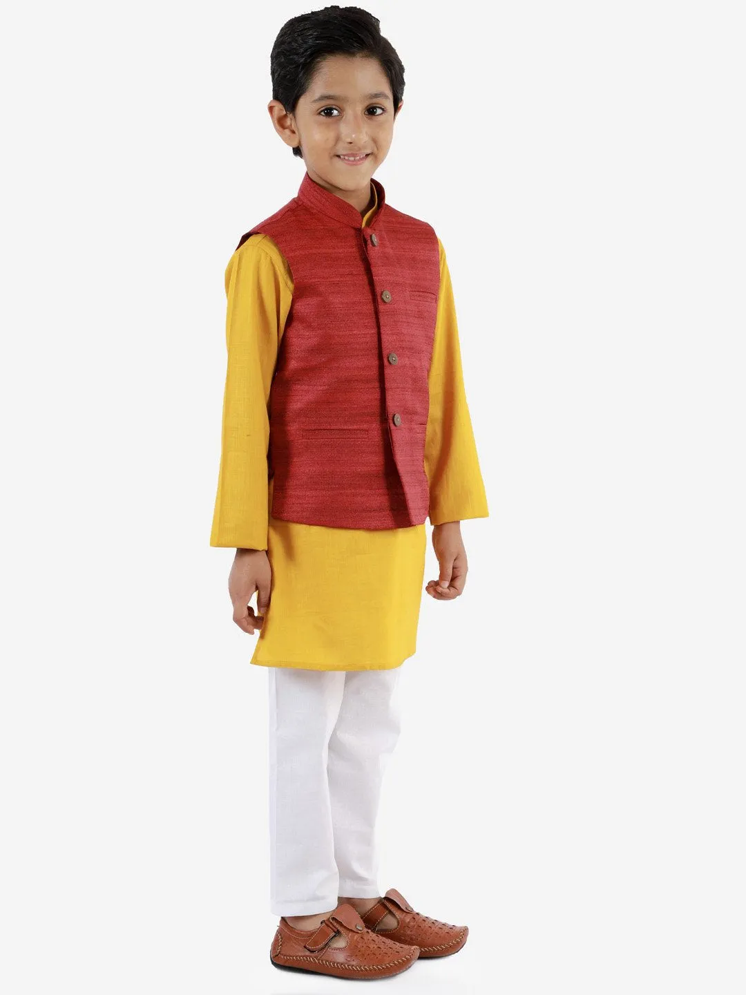Kurta Pyjama Set for Boys with Nehru Jacket - Vastramay Boys