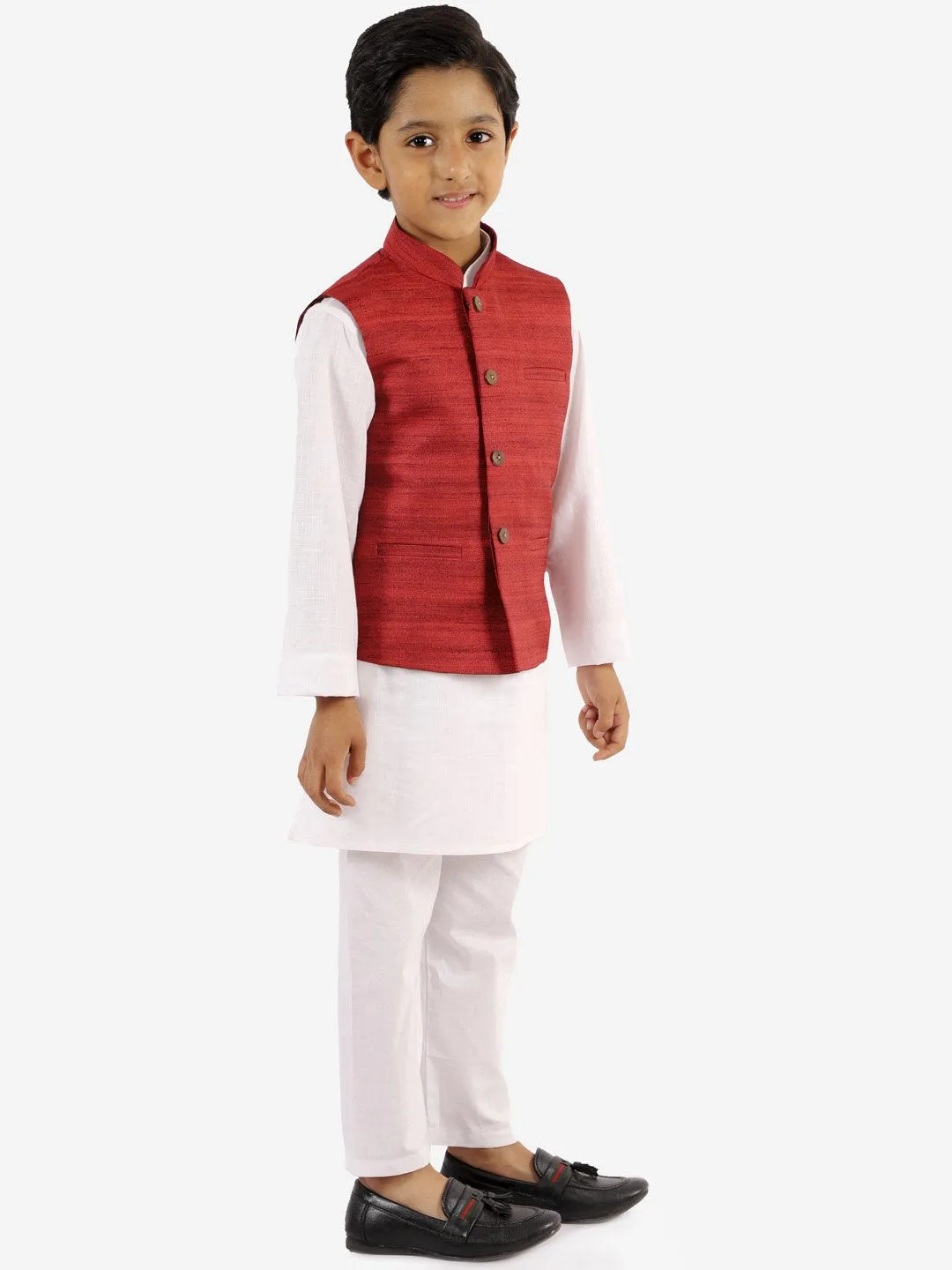 Kurta Pyjama Set for Boys with Nehru Jacket - Vastramay Boys