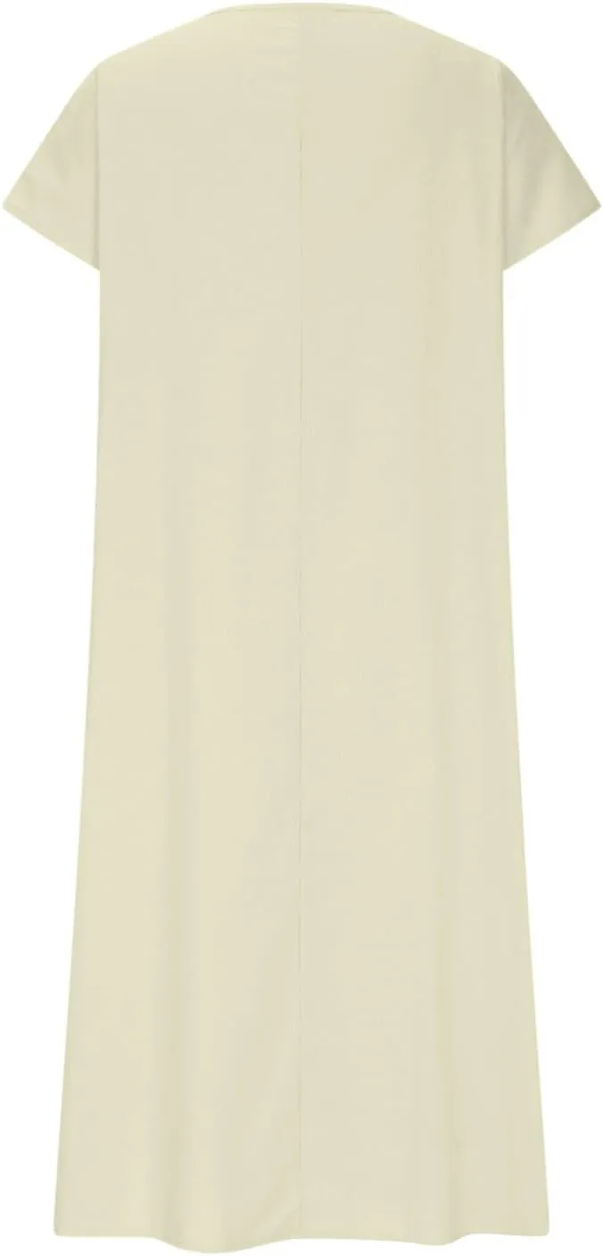 Linen Dresses for Women 2025 Trendy Flowy Sundresses Loose Fit Cotton Maxi Dress Summer Beach Vacation Casual Dress