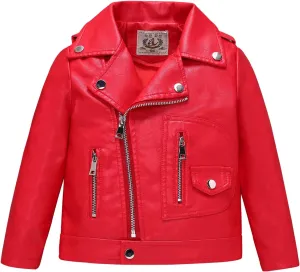 LOKTARC Boys Girls Faux Leather Jacket for Kids Motorcycle Biker Leather Jackets