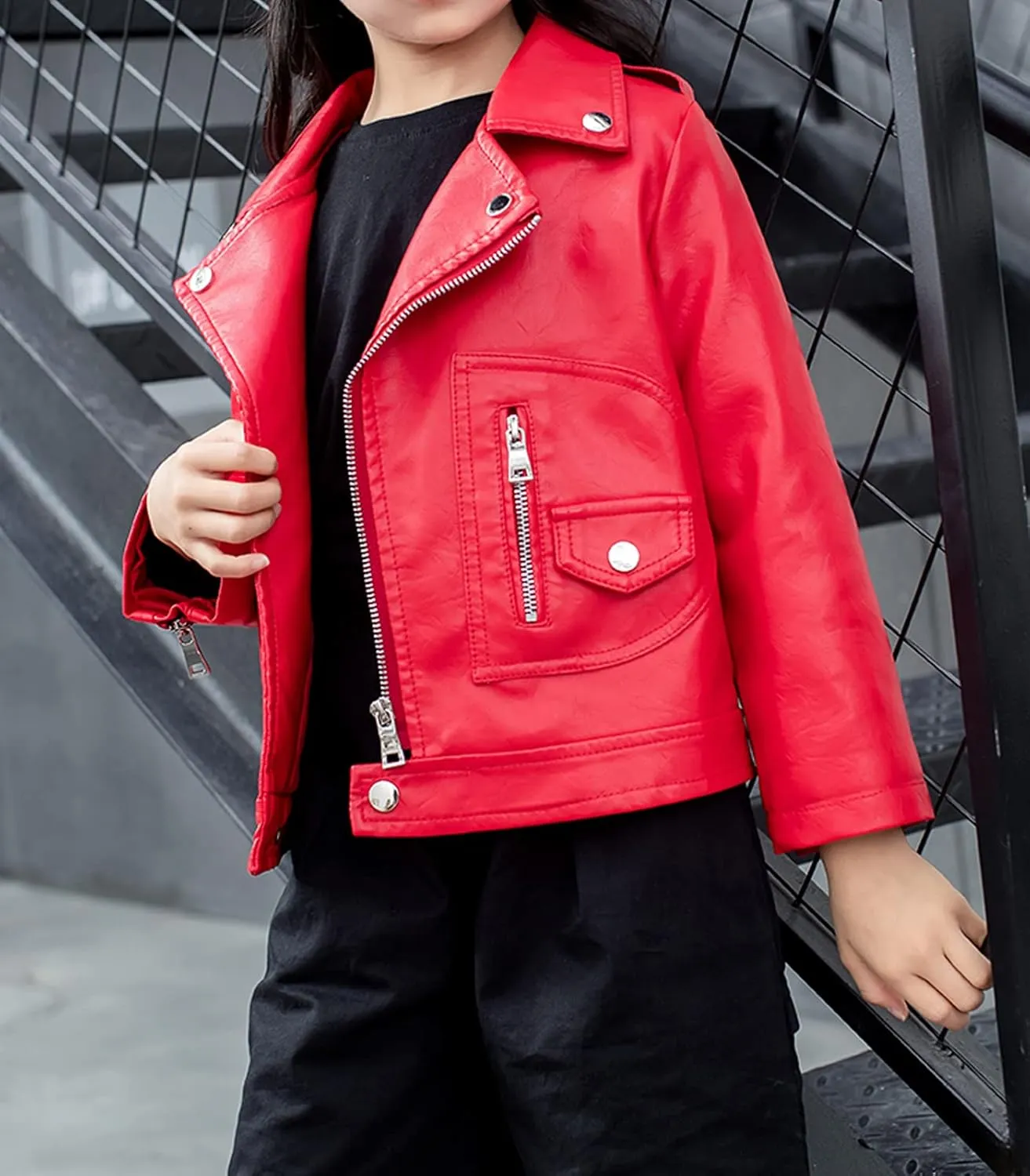 LOKTARC Boys Girls Faux Leather Jacket for Kids Motorcycle Biker Leather Jackets