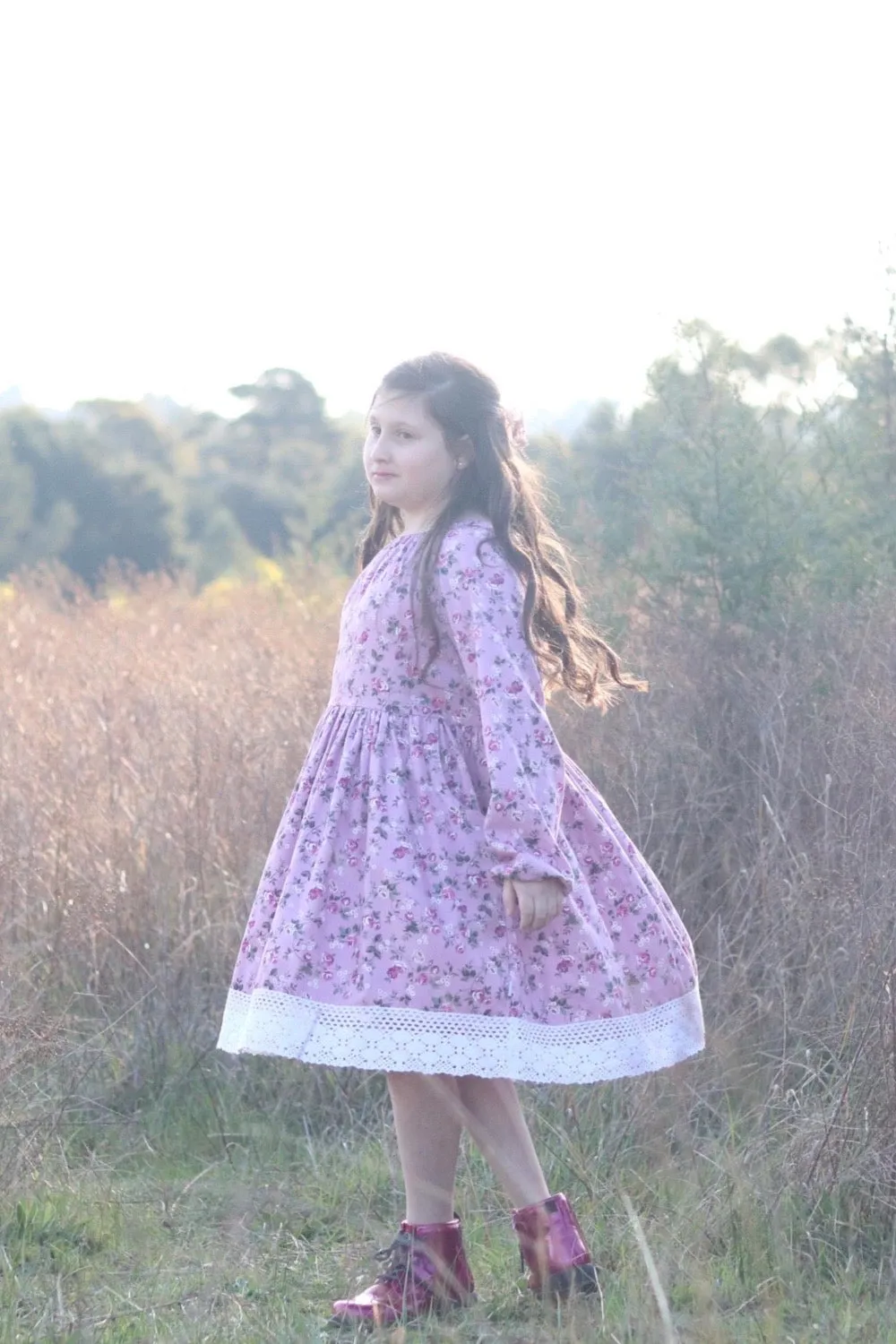 Long Sleeve Seaside Pocket Dress | Anna in Pink Lavender