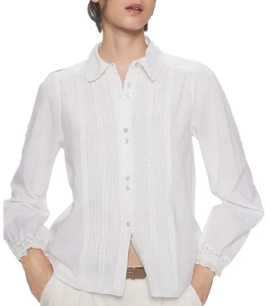 Long Sleeves Romantic Blouse White