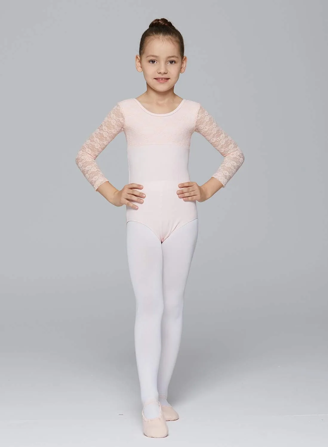 MdnMd Girls Ballet Dance Neck Lace Leotard for Toddler Gymnastic with Bow Back Cap Sleeve
