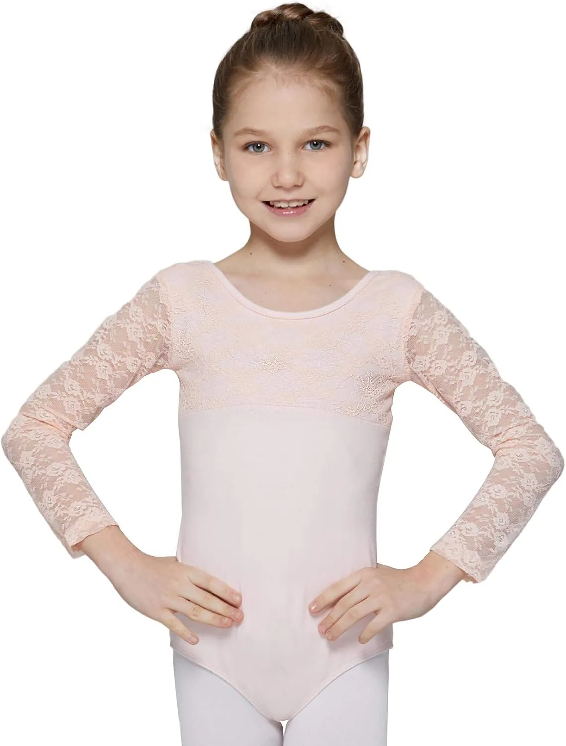 MdnMd Girls Ballet Dance Neck Lace Leotard for Toddler Gymnastic with Bow Back Cap Sleeve