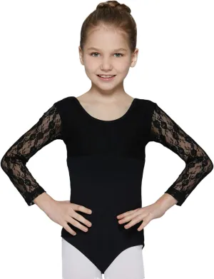 MdnMd Girls Ballet Dance Neck Lace Leotard for Toddler Gymnastic with Bow Back Cap Sleeve