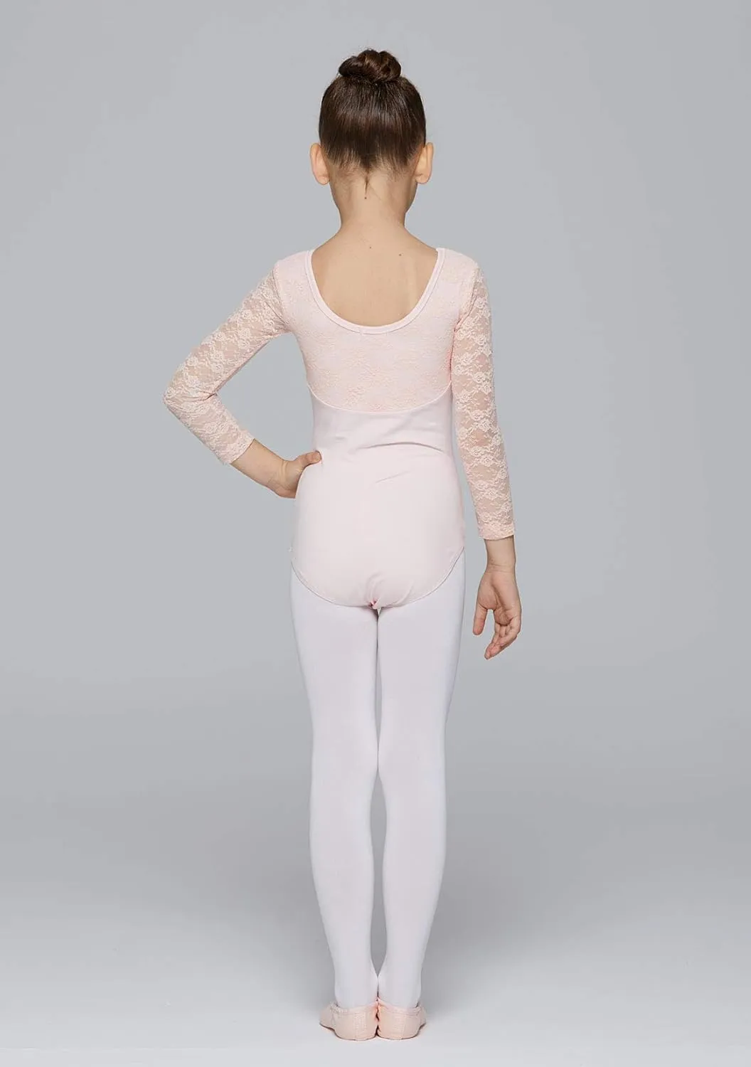 MdnMd Girls Ballet Dance Neck Lace Leotard for Toddler Gymnastic with Bow Back Cap Sleeve