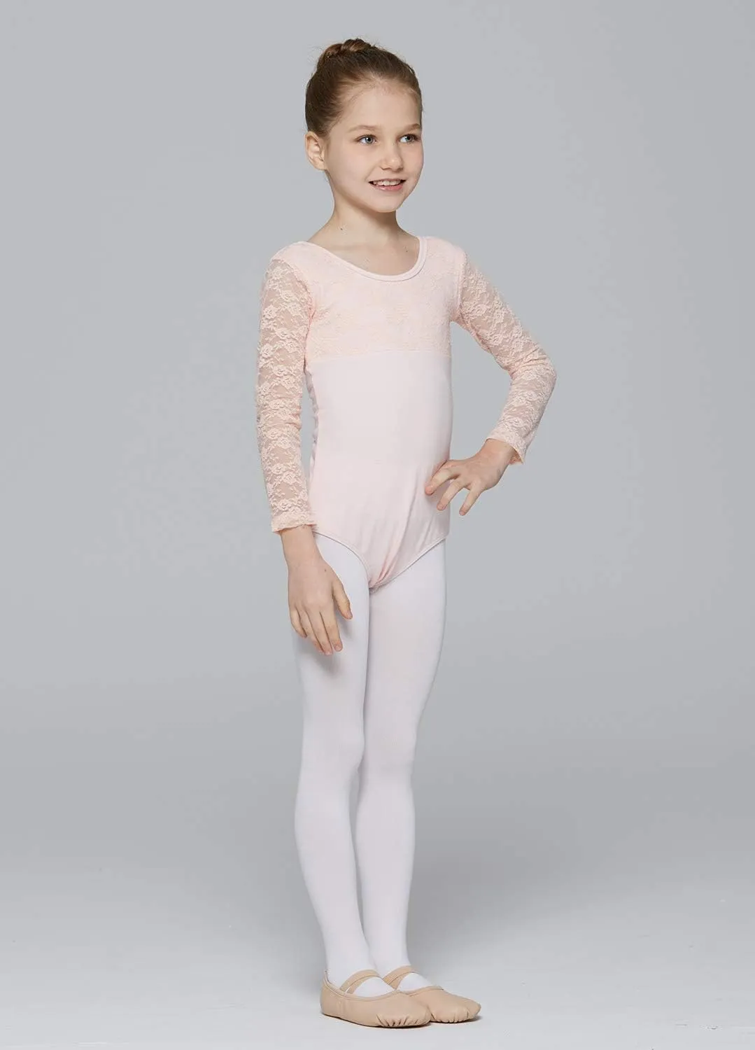 MdnMd Girls Ballet Dance Neck Lace Leotard for Toddler Gymnastic with Bow Back Cap Sleeve