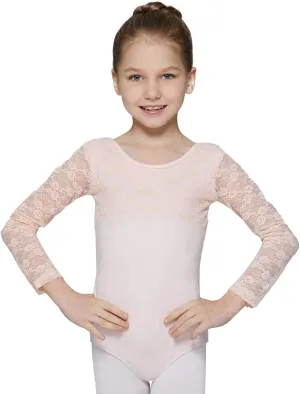MdnMd Girls Ballet Dance Neck Lace Leotard for Toddler Gymnastic with Bow Back Cap Sleeve
