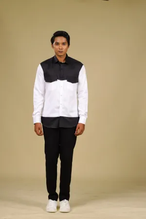 Men's Black & White Color Blant Croma Shirt Full Sleeves Casual Shirt - Hilo Design