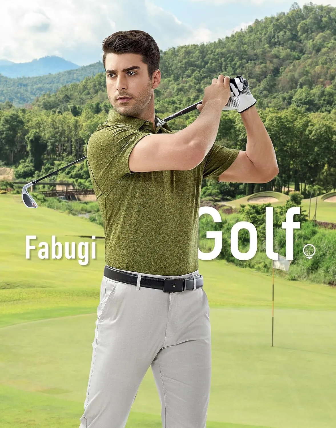 Men's Quick Dry Golf Polo Shirt Moisture Wicking Performance Short Sleeve Athletic Golf Shirts for Men