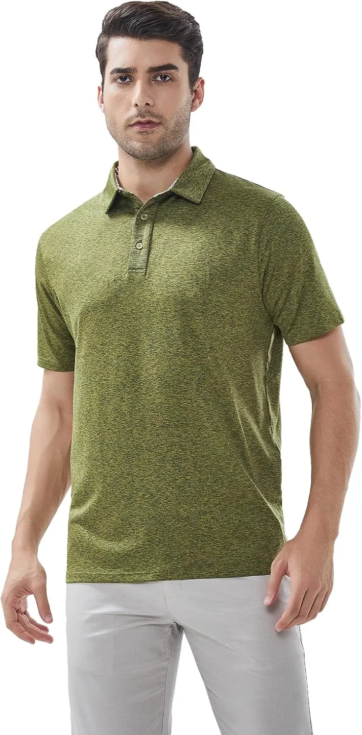 Men's Quick Dry Golf Polo Shirt Moisture Wicking Performance Short Sleeve Athletic Golf Shirts for Men