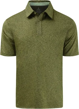 Men's Quick Dry Golf Polo Shirt Moisture Wicking Performance Short Sleeve Athletic Golf Shirts for Men