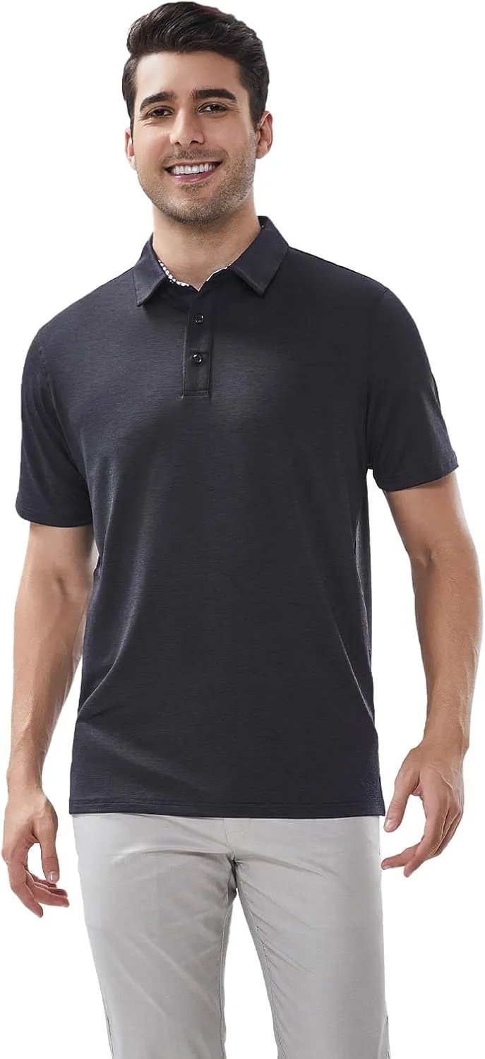 Men's Quick Dry Golf Polo Shirt Moisture Wicking Performance Short Sleeve Athletic Golf Shirts for Men