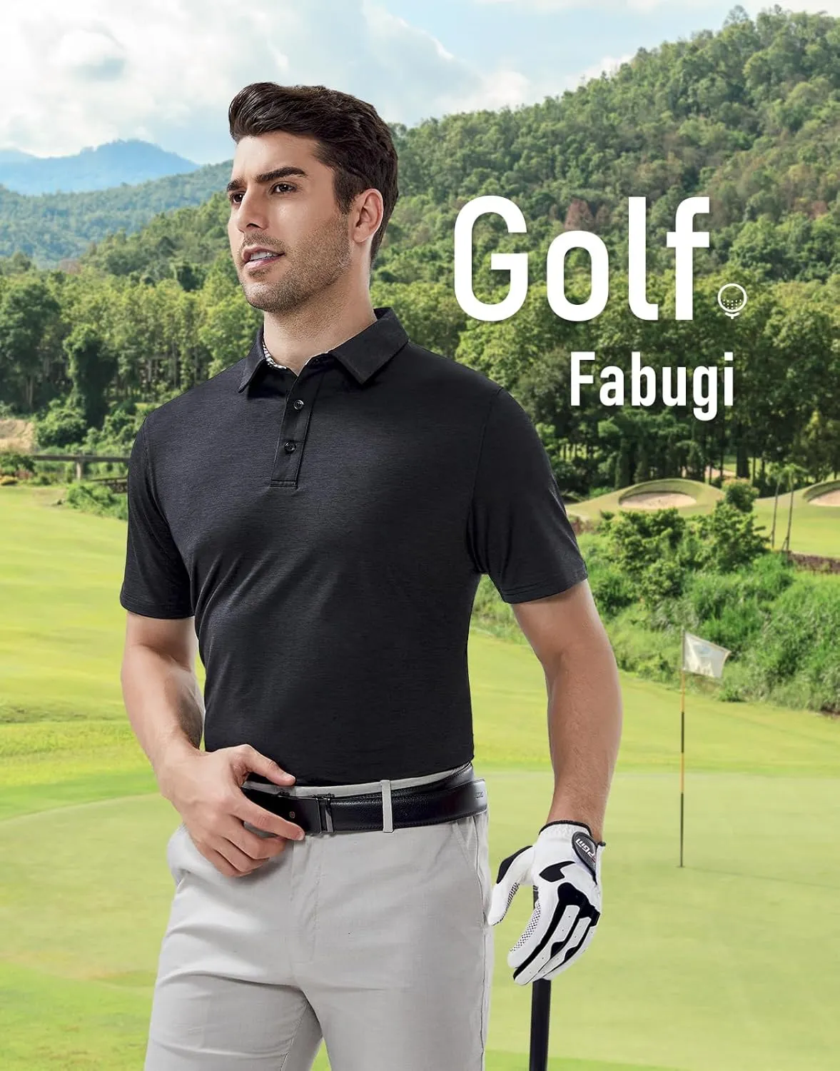 Men's Quick Dry Golf Polo Shirt Moisture Wicking Performance Short Sleeve Athletic Golf Shirts for Men