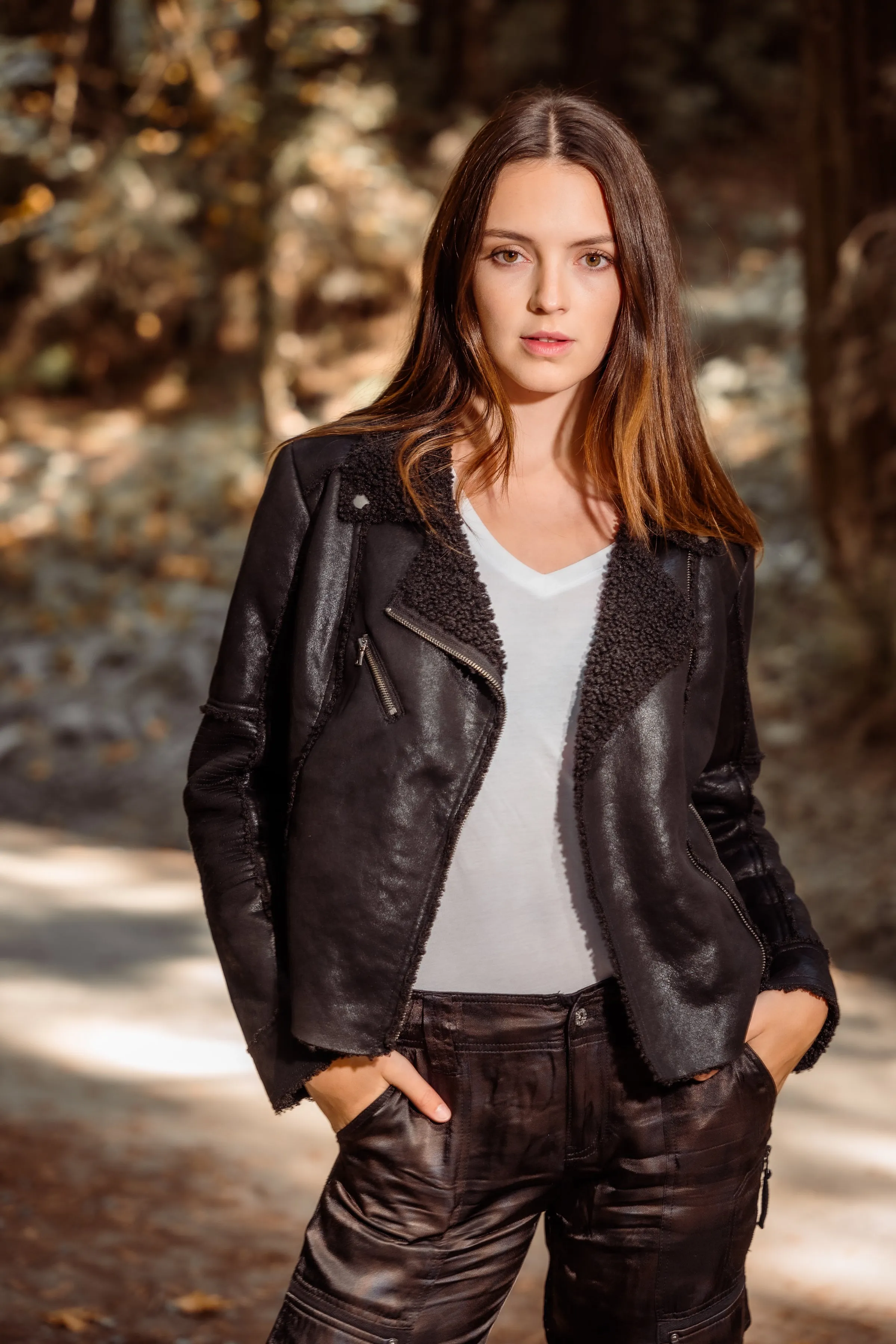 Molly Distressed Scuba Suede Sherpa Coat