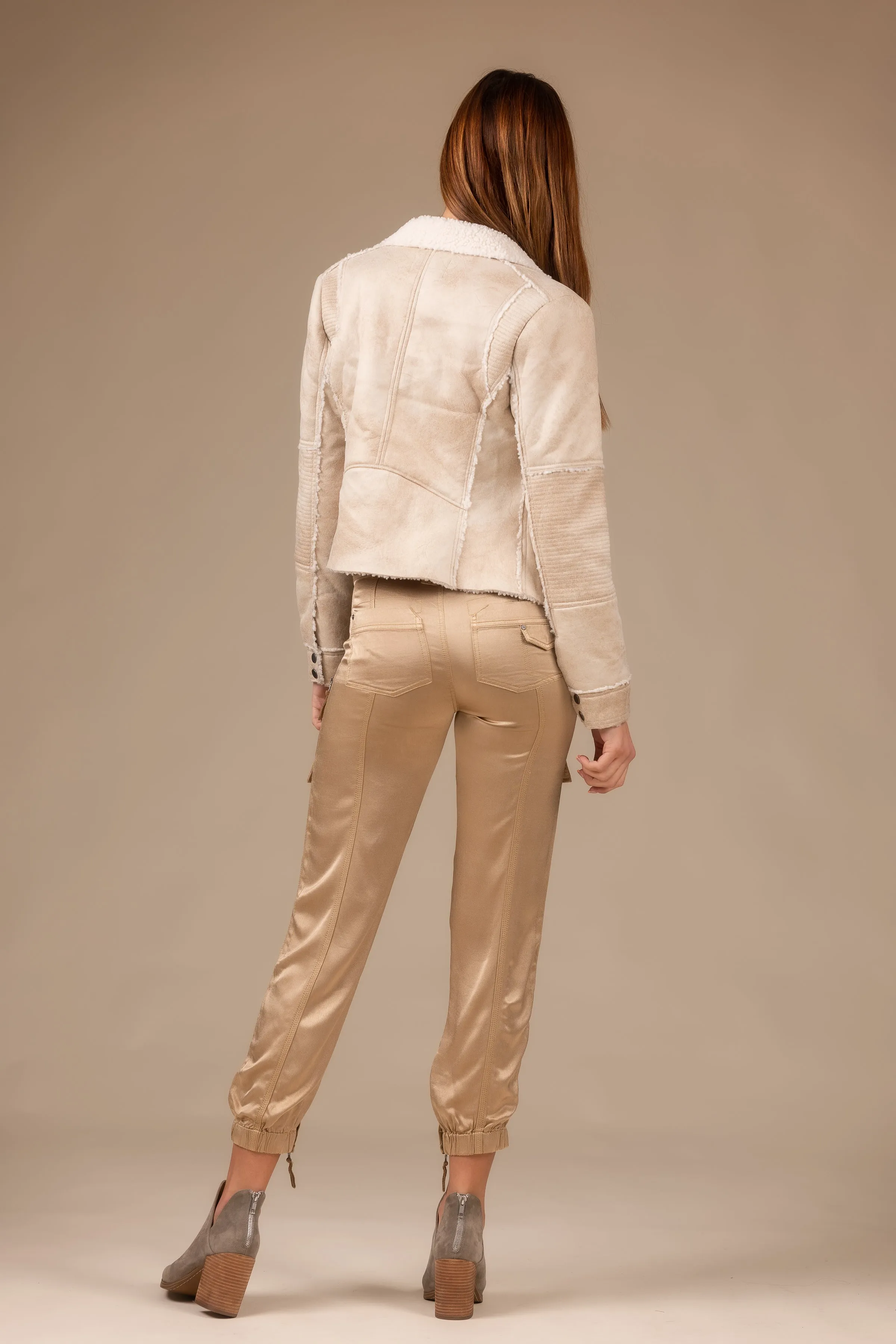 Molly Distressed Scuba Suede Sherpa Coat