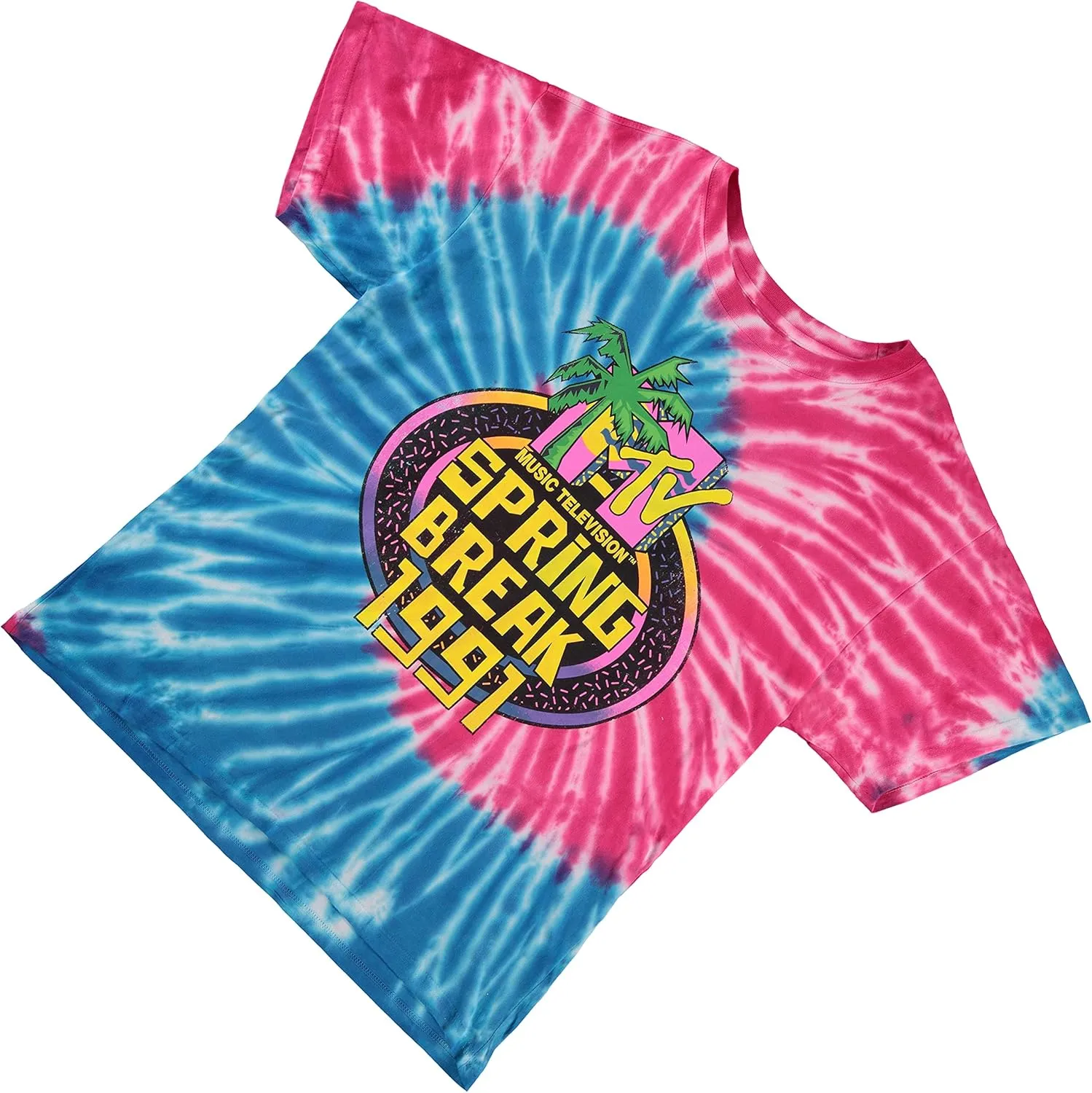 MTV Mens Tie Dye Shirt - #TBT Mens 1980's 1990's Music Television Clothing - Classic I Want My T-Shirt
