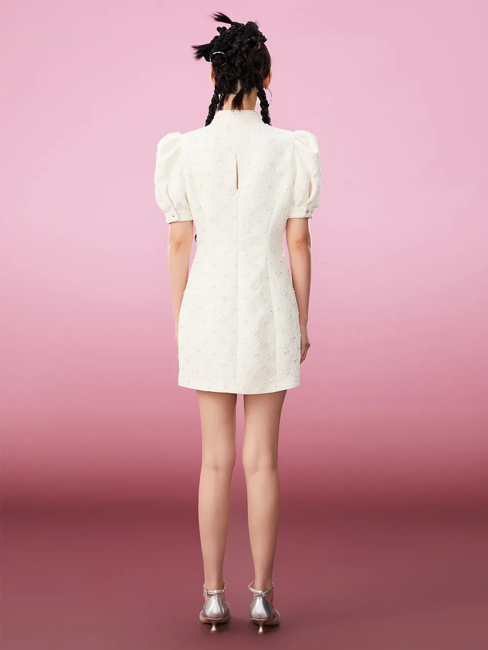 MUKZIN Elegant Classic Vintage Cheongsam Dress Embroidered Jacquard
