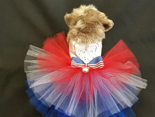 Patriotic 4th of July Dog Tutu Harness Dress