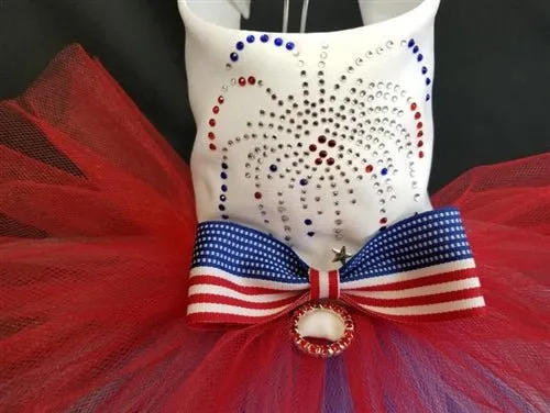 Patriotic 4th of July Dog Tutu Harness Dress