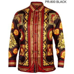 PRESTIGE BUTTON DOWN BLACK PATTERNED SHIRT