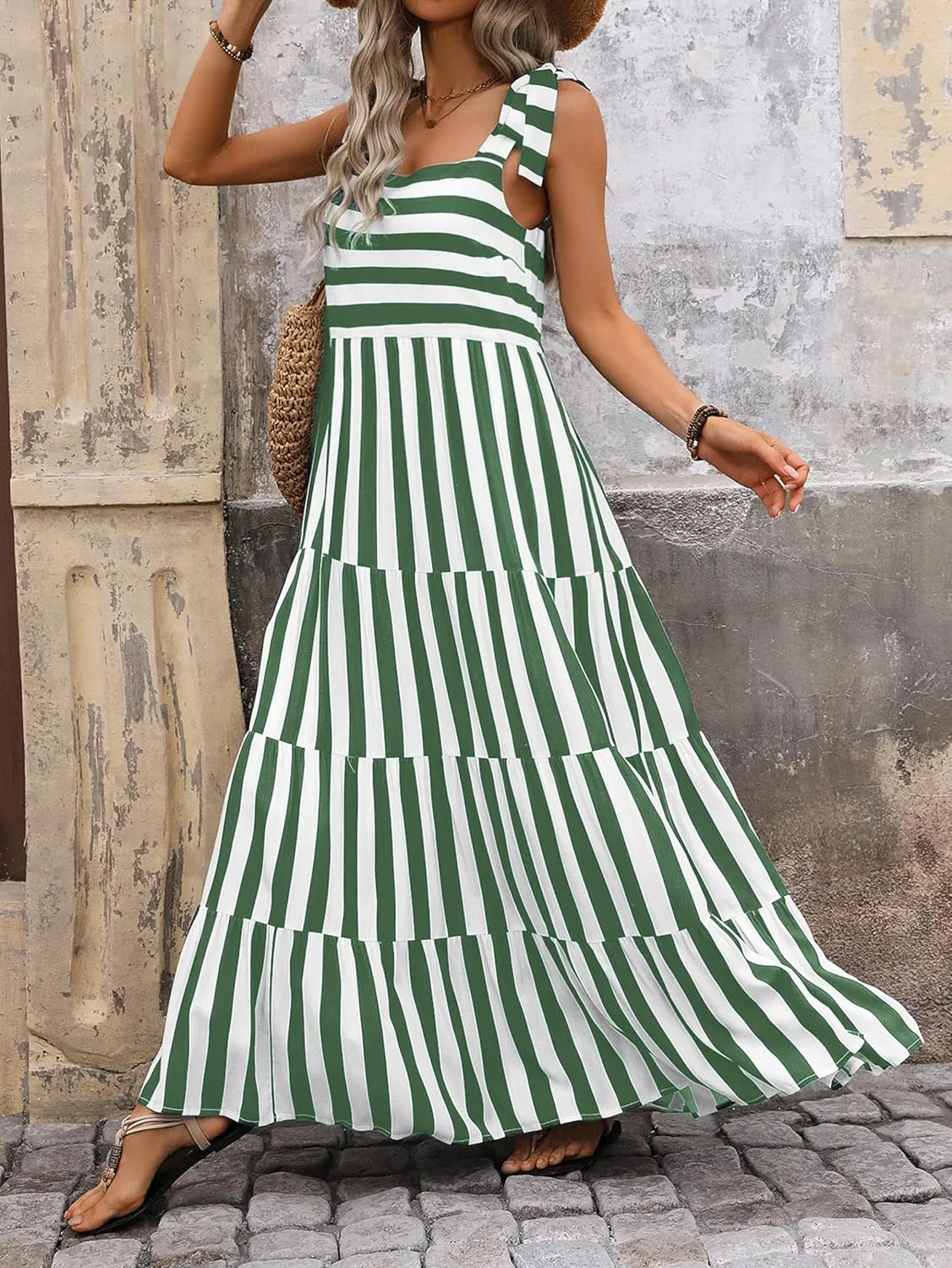 PRETTYGARDEN Women Dresses 2025 Summer Floral Sleeveless Maxi Dress Casual Spaghetti Strap Tiered Flowy Beach Long Dress