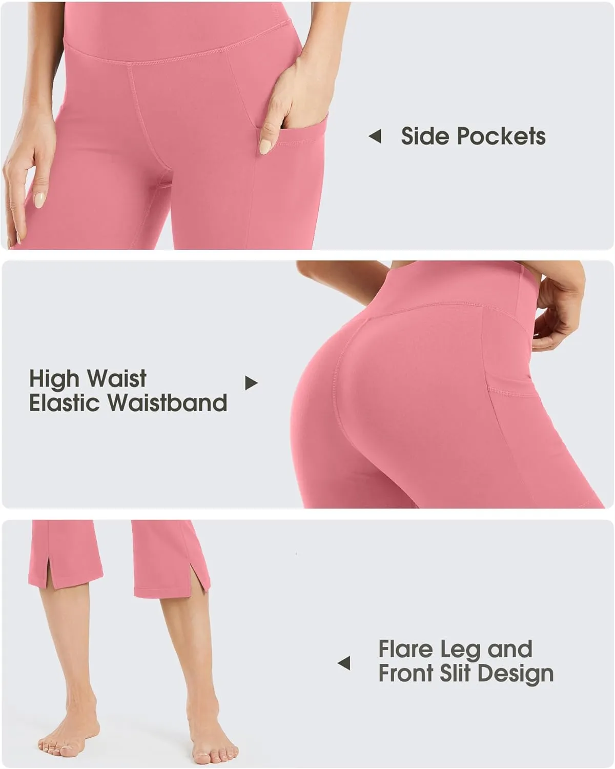 Promover Capri Pants for Women Bootcut Yoga Pants with Pockets High Waisted Flare Leggings Casual Work Pants