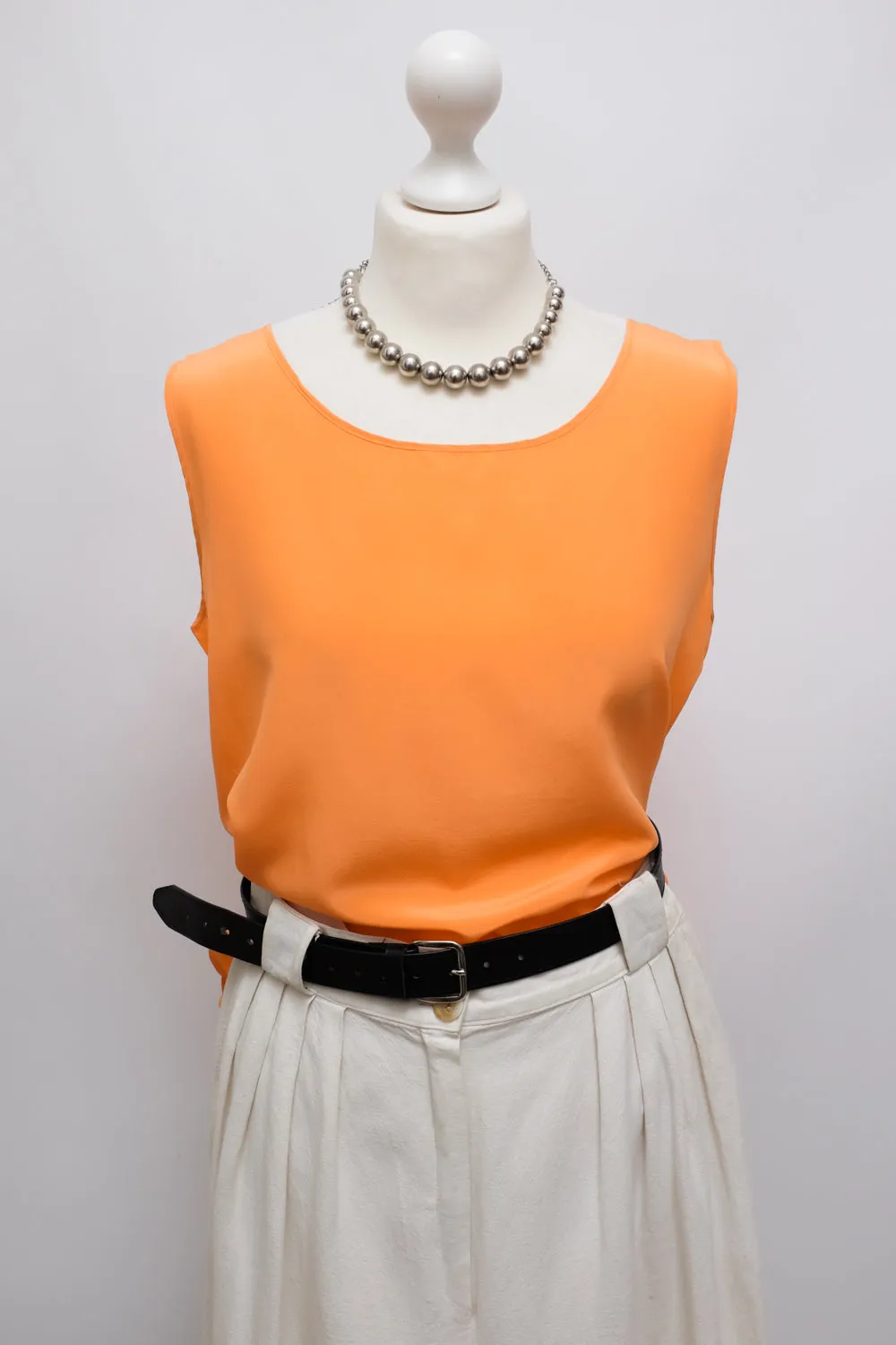 PURE SILK ORANGE TANK TOP