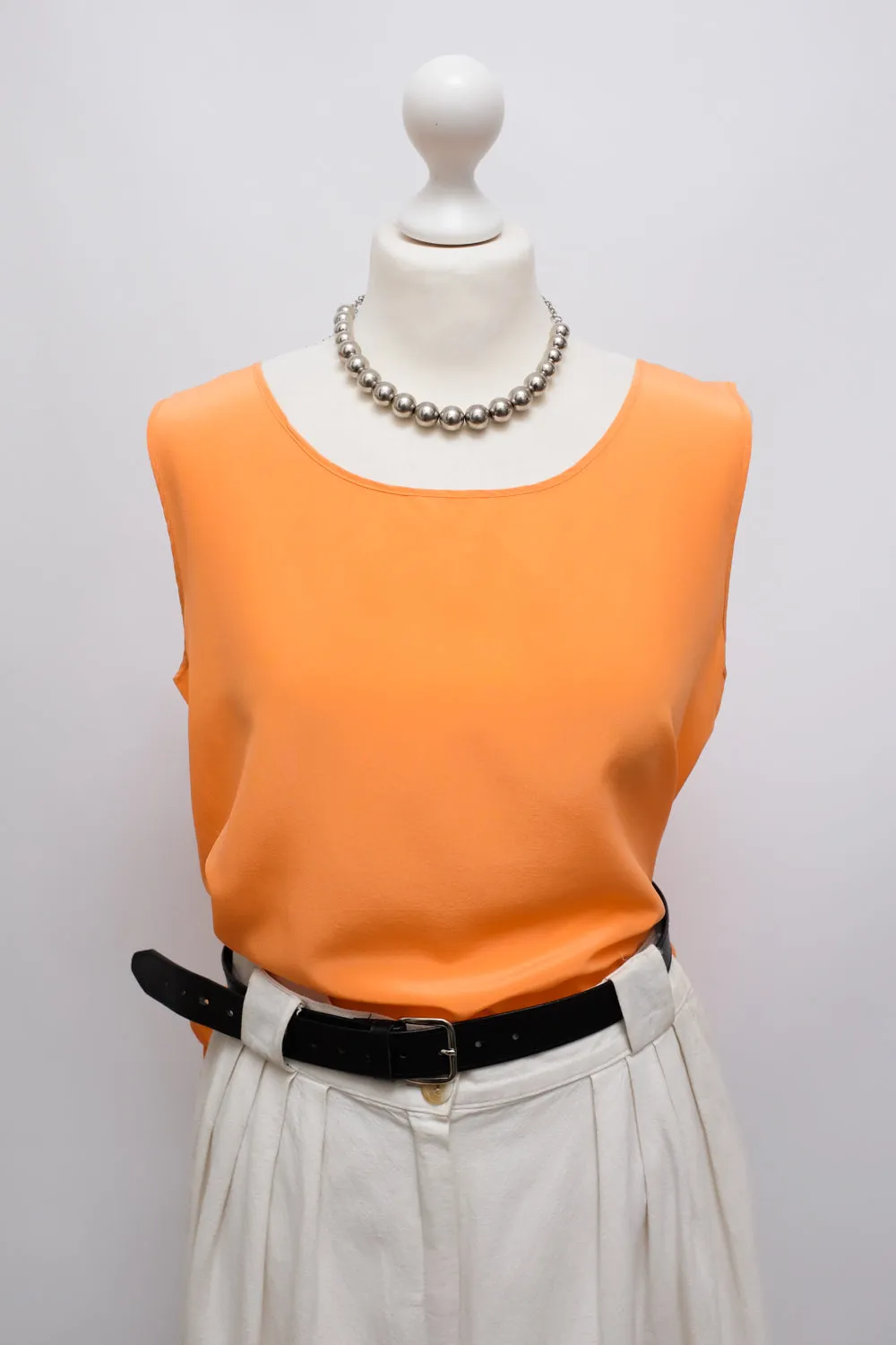 PURE SILK ORANGE TANK TOP