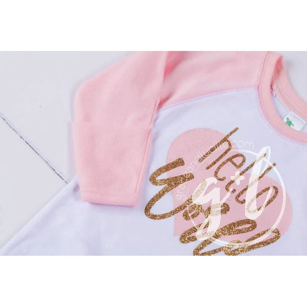 "Hello World" Pink Heart Raglan Gown & Pink Beanie with "Her Name", Welcome Home Outfit