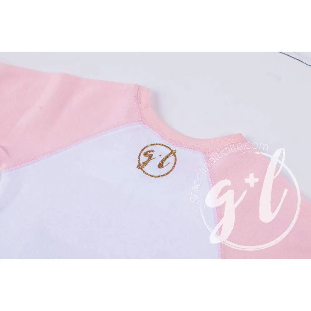 "Hello World" Pink Heart Raglan Gown & Pink Beanie with "Her Name", Welcome Home Outfit