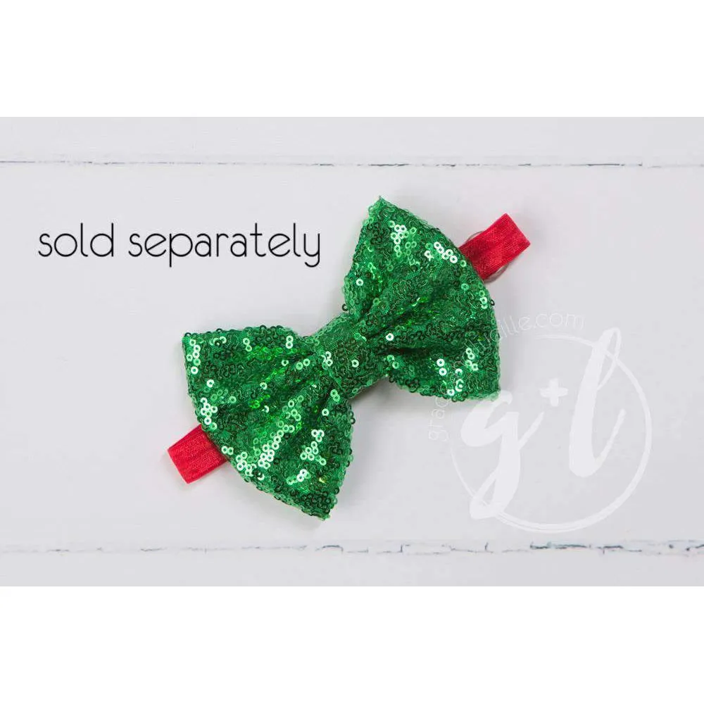 "Tis the Season to Sparkle" Christmas Dress Red Tutu, White Long Sleeves