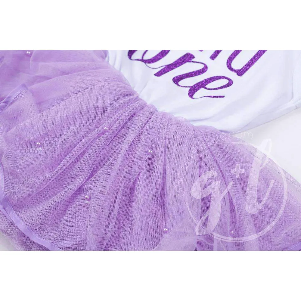 "WILD ONE" Dress White Top with Purple Tutu Sleeveless