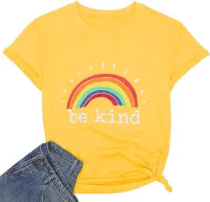 Rainbow Graphic Short Sleeve Inspirational Shirt Funny Casual Tee Shirts