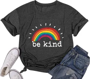 Rainbow Graphic Short Sleeve Inspirational Shirt Funny Casual Tee Shirts