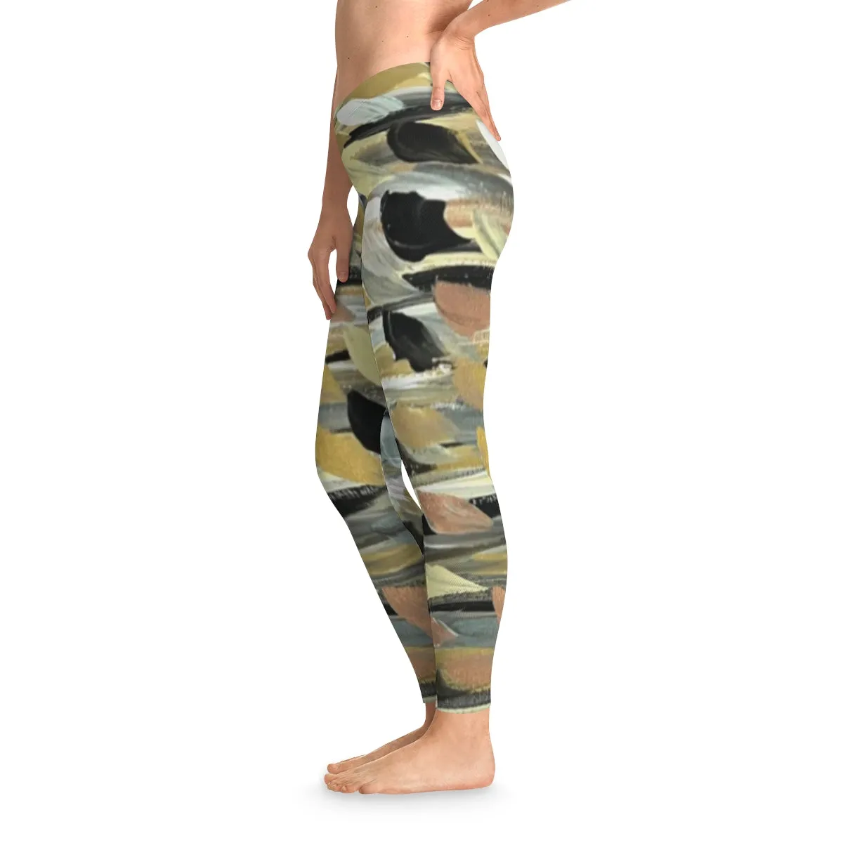 Rose Gold Brushstrokes Stretchy Leggings