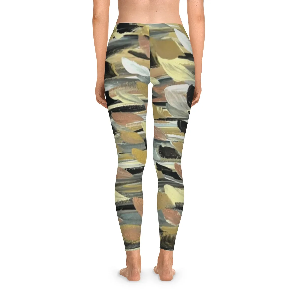 Rose Gold Brushstrokes Stretchy Leggings