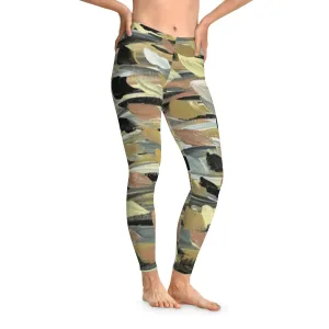 Rose Gold Brushstrokes Stretchy Leggings
