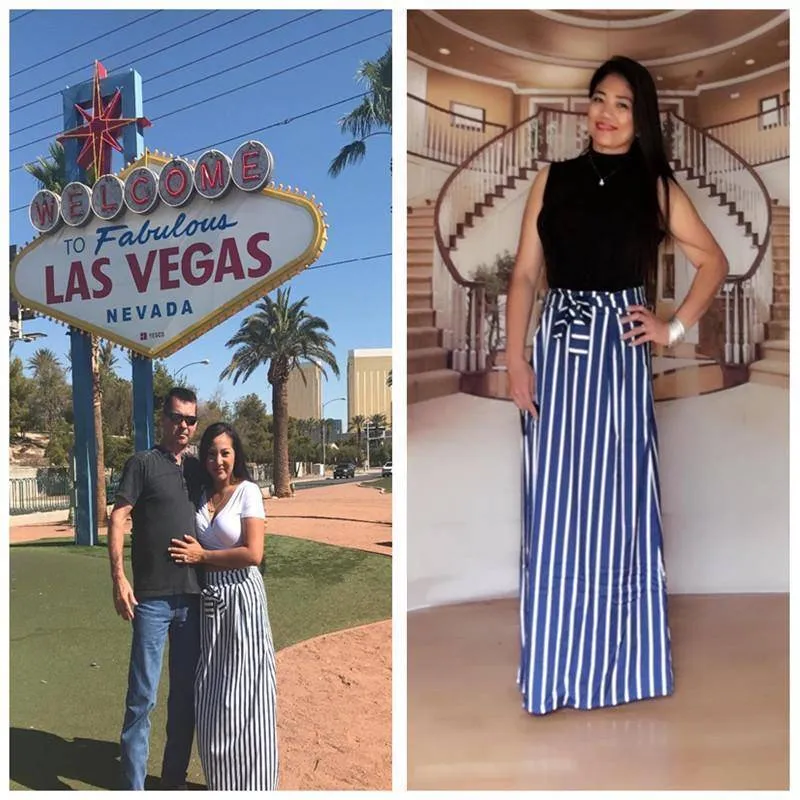 S- XL, Make yourself Look Taller and Slimmer!  Long Vertical striped Boho Skirt with side pockets