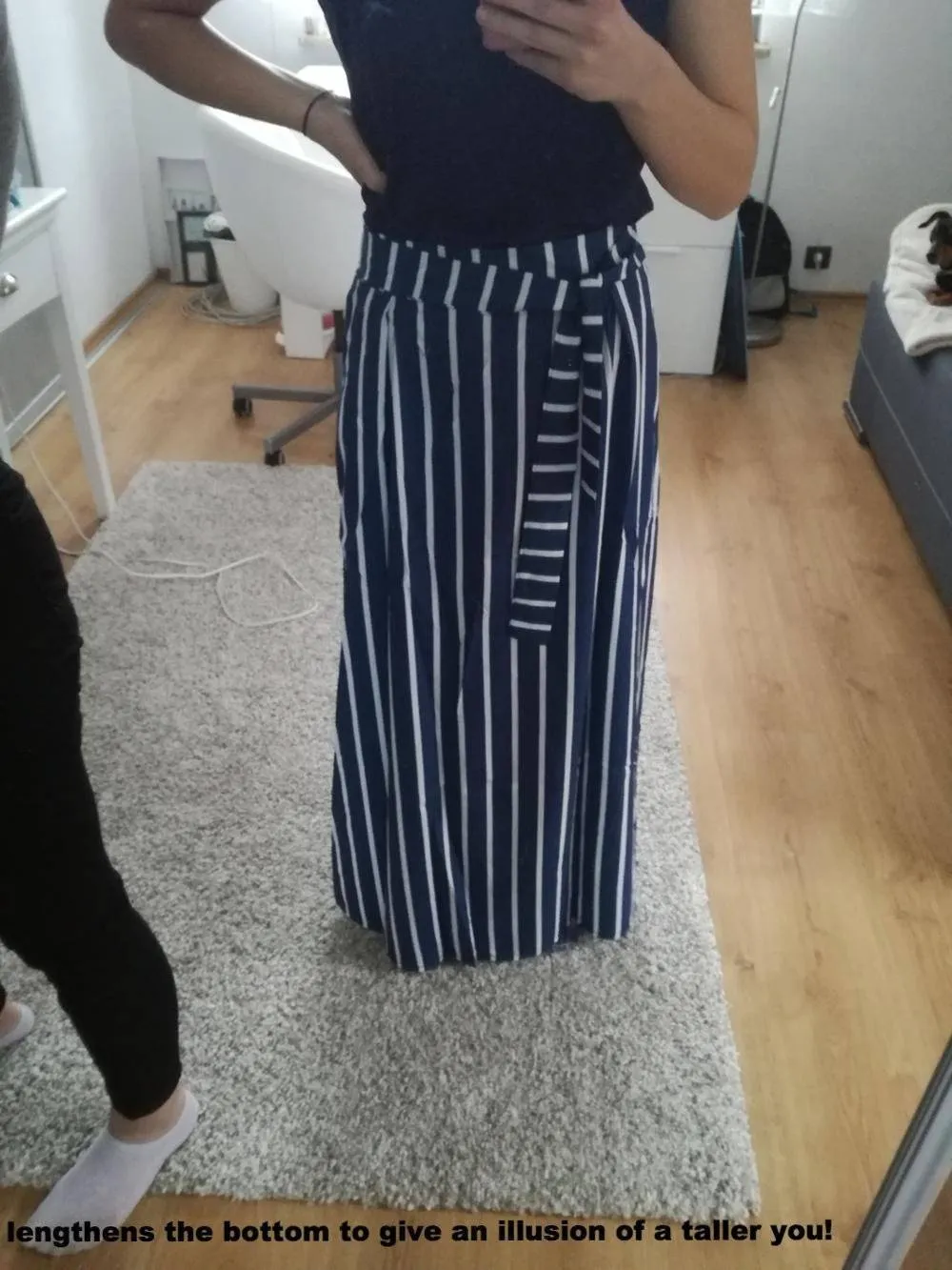 S- XL, Make yourself Look Taller and Slimmer!  Long Vertical striped Boho Skirt with side pockets
