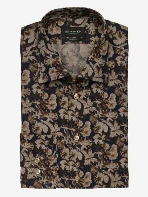 SAND Large Flower Shirt Brown Blue