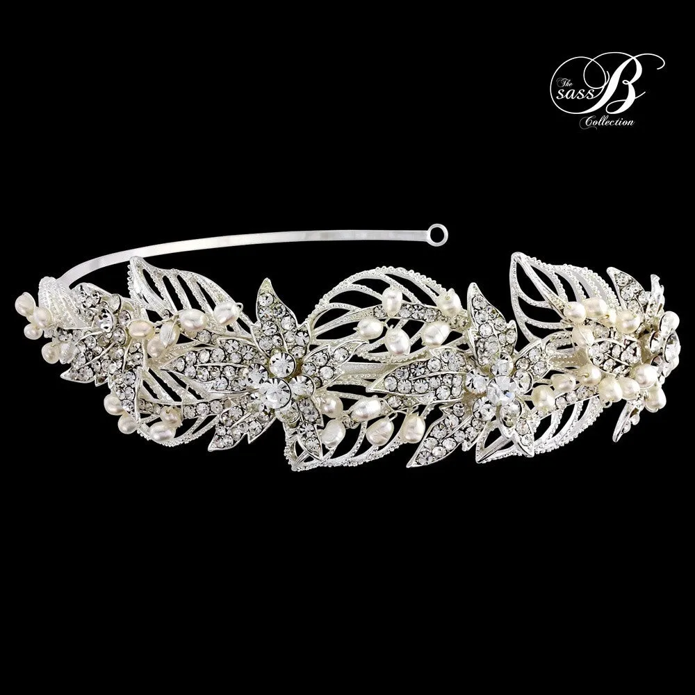 SassB Nancy Crystal and Pearl Side Tiara