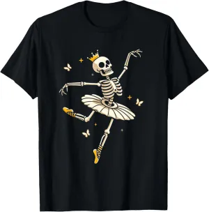 Skeleton Ballerina Ballet Dance Cute Halloween Costume Girl T-Shirt