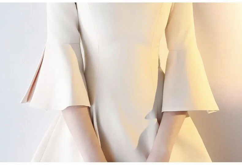 Solid Color Short Evening Dress Off Shoulder Banquet Bridesmaid Dress Elegant Slim Dress