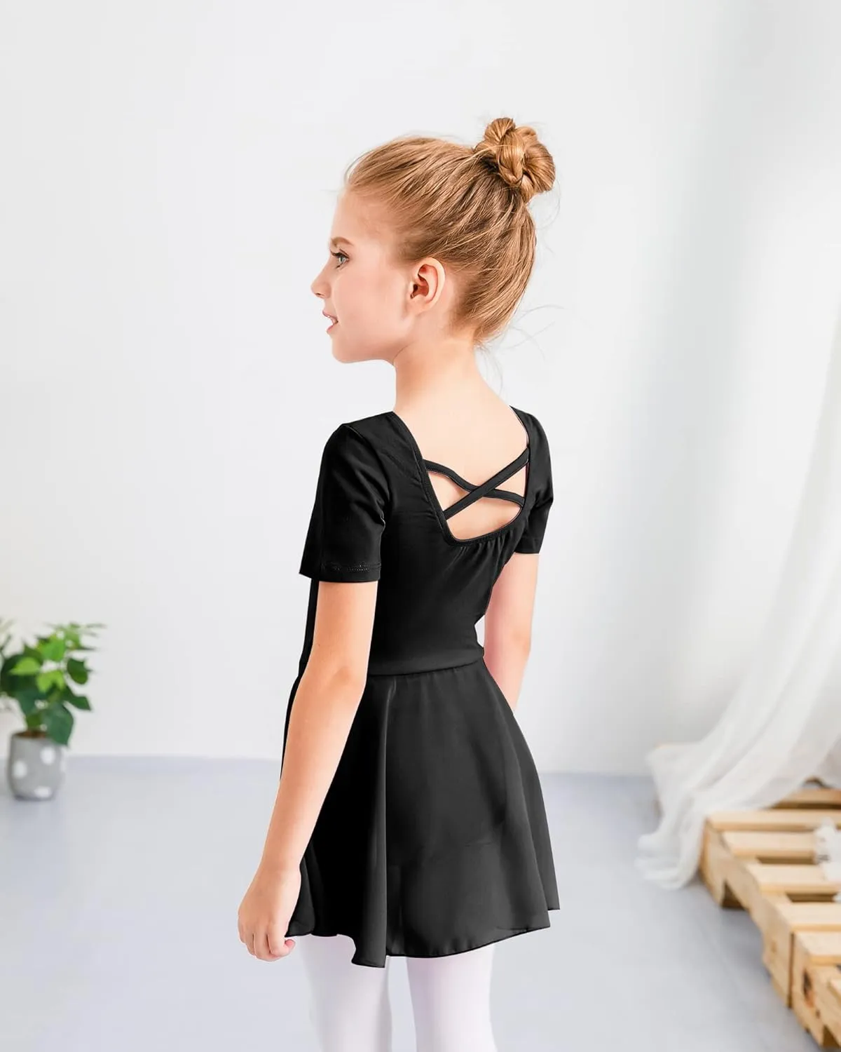 Stelle Ballet Leotards for Girls Dance Leotard with Skirt Toddler Ballet Outfit Criss-Cross Bow Back (Little/Big Kid)