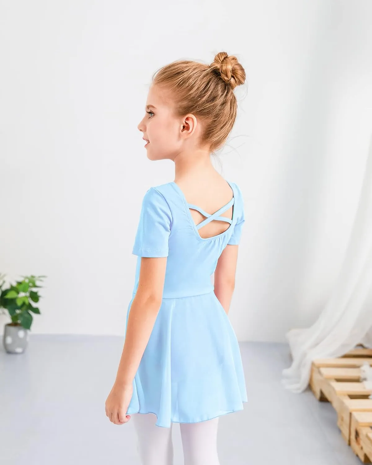 Stelle Ballet Leotards for Girls Dance Leotard with Skirt Toddler Ballet Outfit Criss-Cross Bow Back (Little/Big Kid)